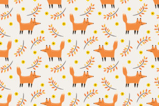 Cute Fox in Autumn Seamless Pattern