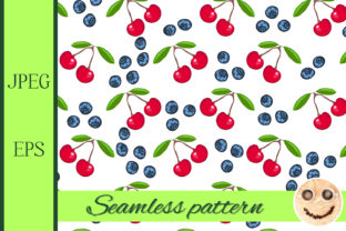Fresh Cherry, Blueberry on White Pattern: A Versatile Design for Textiles and Wrapping