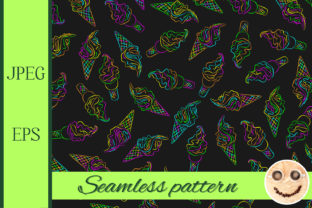 Neon Ice Cream on Black Pattern